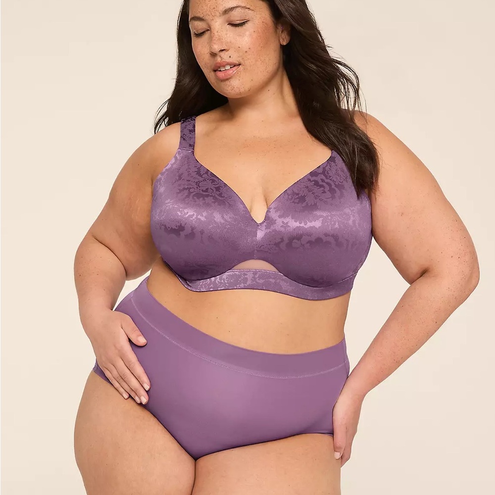 Lane Bryant lightly lined full coverage 42H Purple Floral Bra